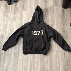 Essentials Black Hoodie with Logo Tag